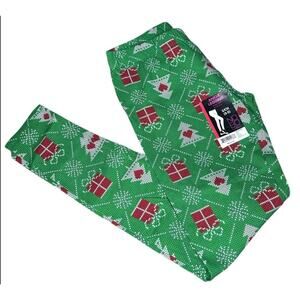 No Boundaries NOBO Juniors Christmas Tree Present Ankle Leggings Small 3-5